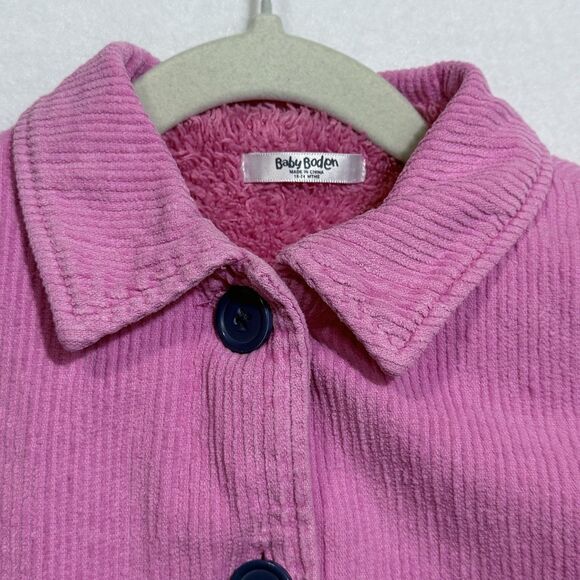 Baby Boden Pink Fleece Lined Corduroy Button Up Chore Jacket Girl's 18-24 Months - Picture 4 of 10